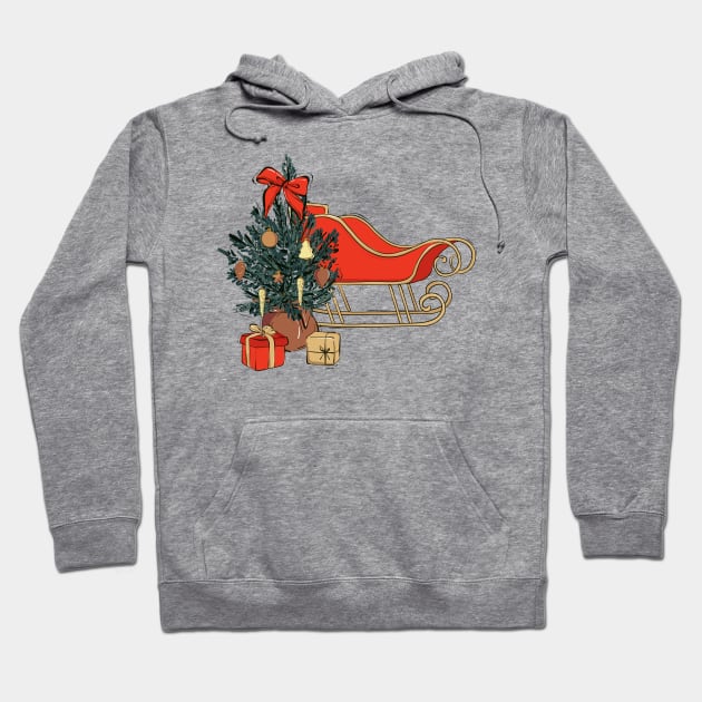 Christmas sleigh red Hoodie by Milatoo